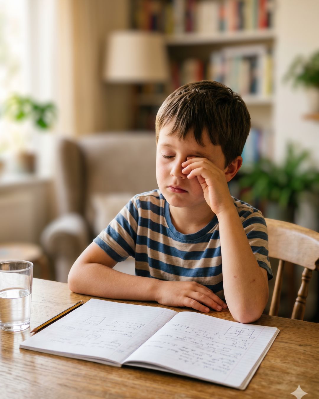 Enfant se frottant les yeux, signe pouvant indiquer une allergie ou un trouble visuel nécessitant un bilan ophtalmologique