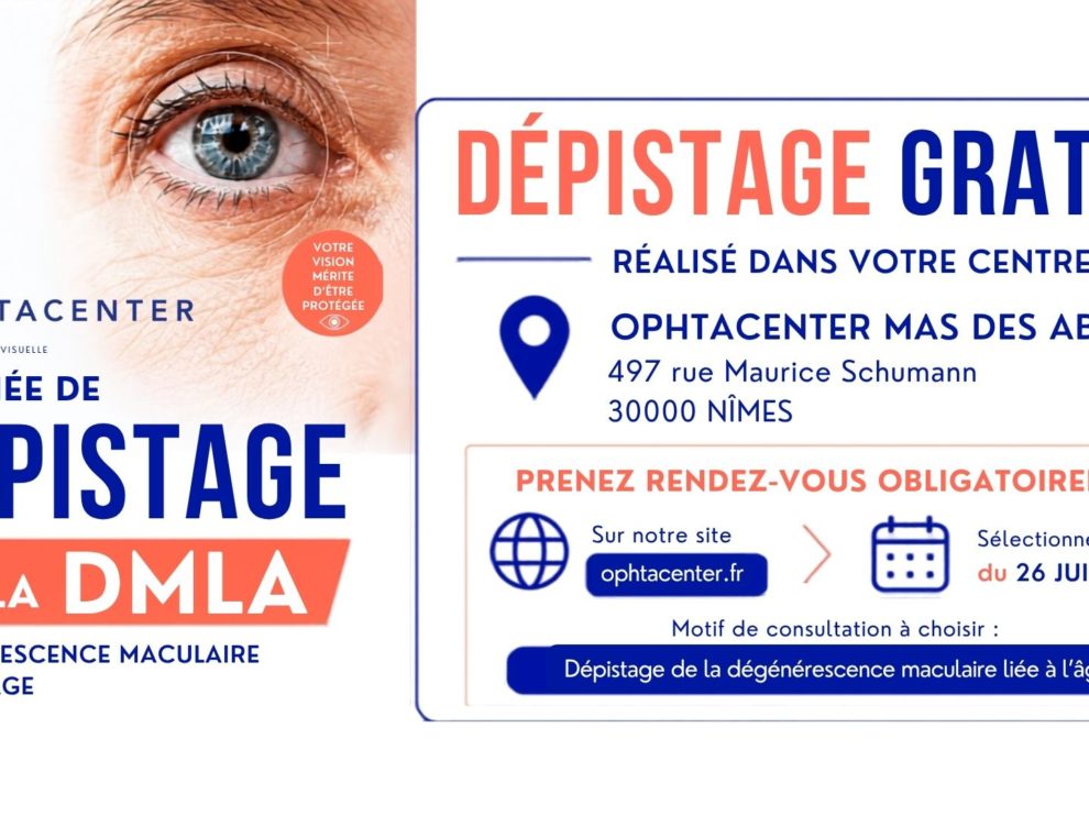 depistage dmla le 26 juine à Nîmes rdv sur Doctolib